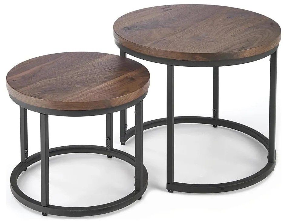 SET 2x Masă de cafea OREO pr. 43/53 cm negru/nuc