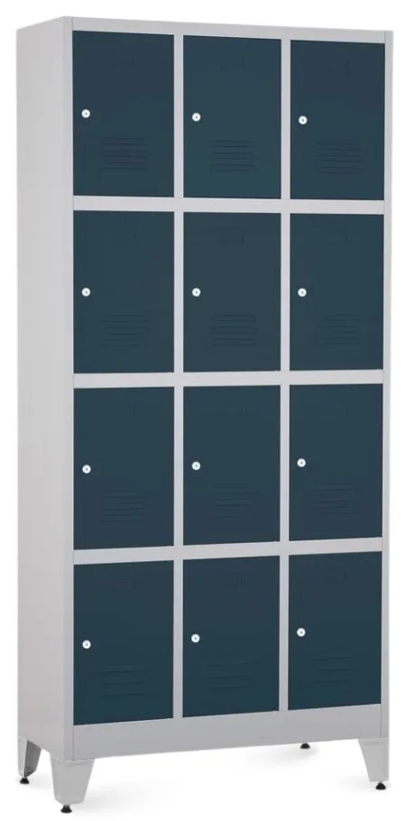 Dulap metalic - 12 cutii, 90 x 40 x 196,5 cm, picioare reglabile, încuietoare cilindrică, antracit - ral 7016