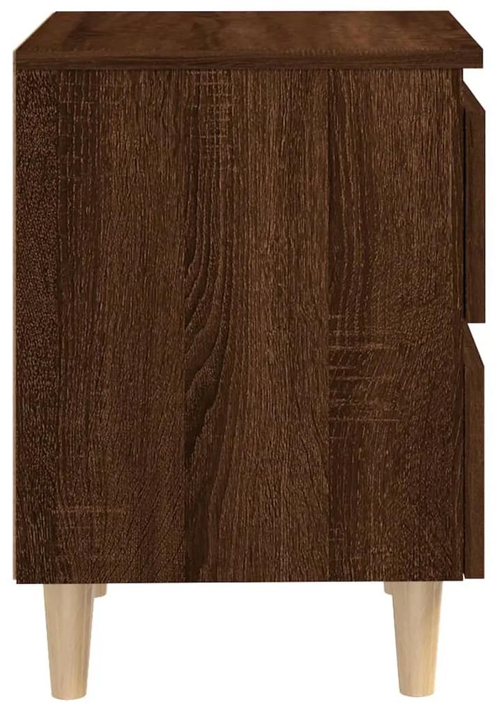 Noptiere picioare lemn masiv, 2 buc., stejar maro, 40x35x50 cm 2, Stejar brun