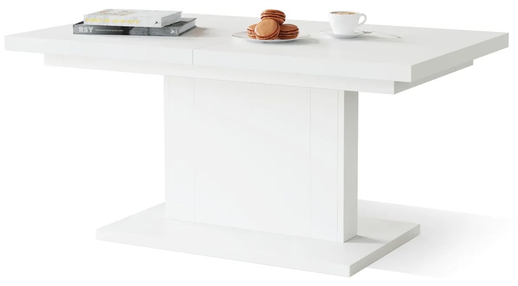 Mazzoni ORION Alb Mat - MĂSUȚĂ DE CAFEA EXTENSIBILĂ MODERNĂ