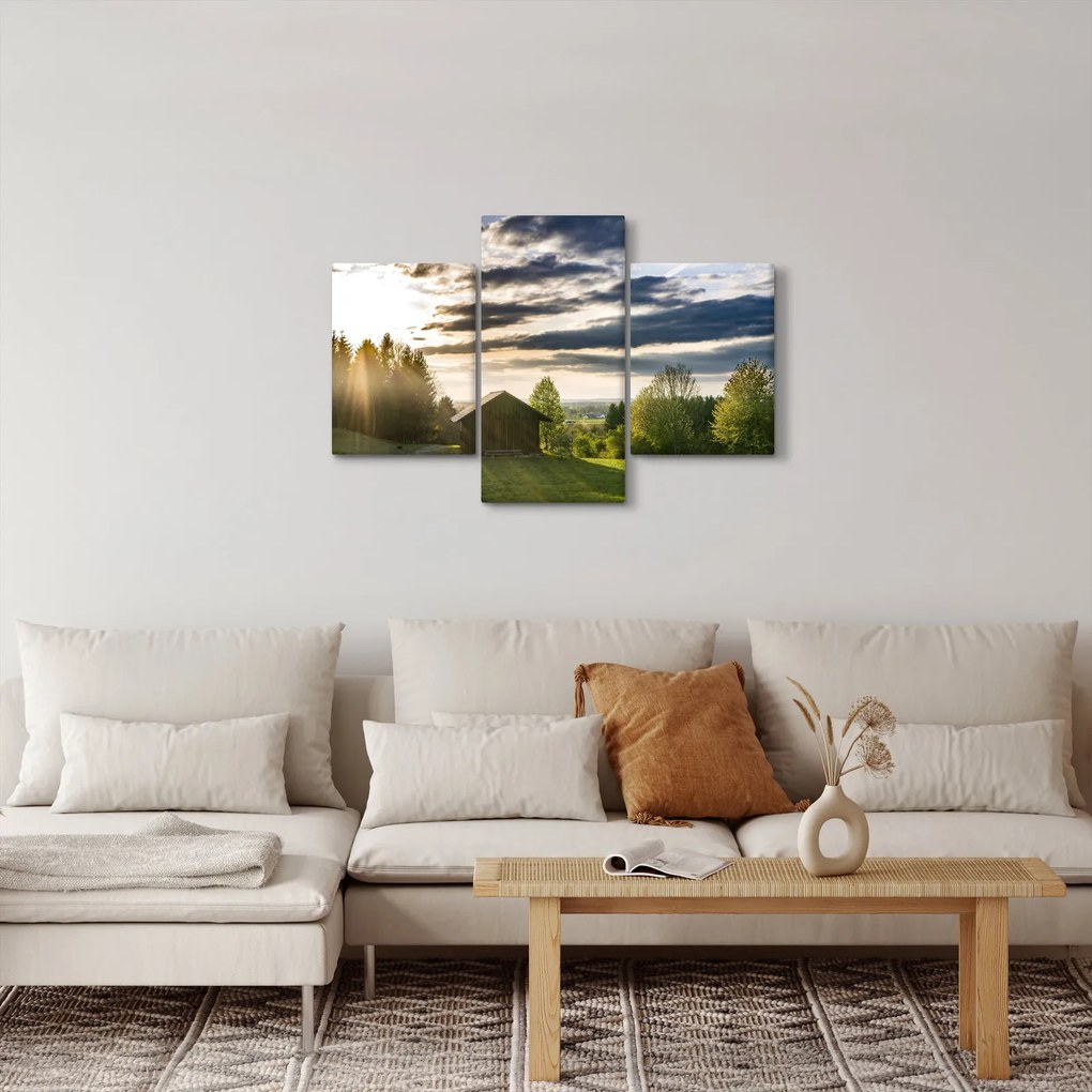Tablou cu cabana pe luncă (90x60 cm)