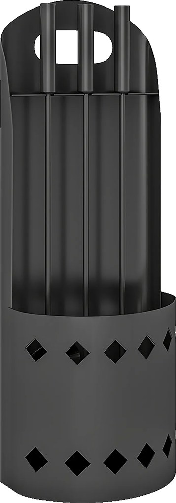 Outsunny Set servitor pentru șemineu 4 piese, accesorii unelte pentru șemineu cu mătură lopată tisonier și suport, din metal negru | Aosom Romania