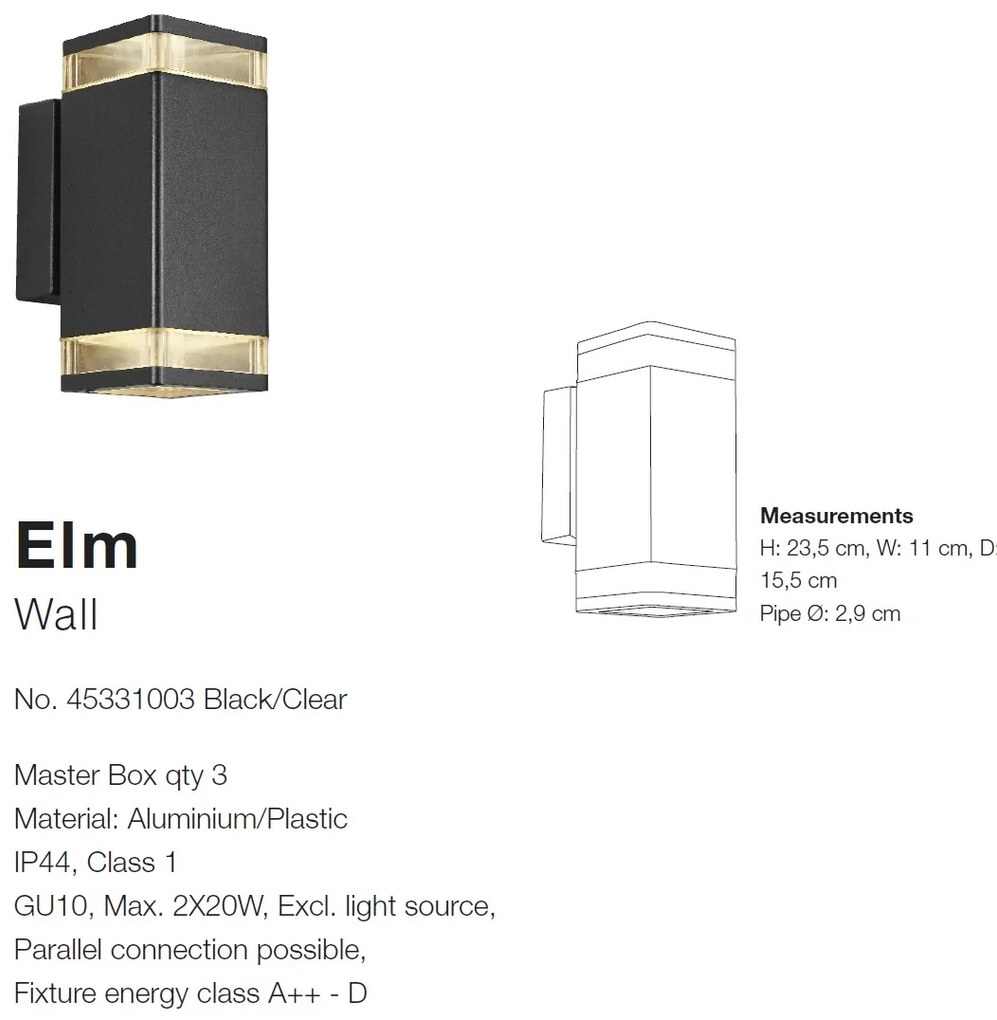 Aplica de perete exterior stil modern Elm II 45331003 NL