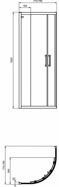 Cabina de dus semirotunda cu usi glisante Ideal Standard Connect 2 80x80 profil alb