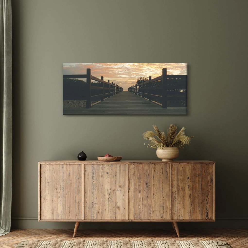 Tablou - Ponton de lemn, lac (120x50 cm)