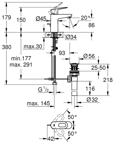 GROHE BAULOOP - baterie pentru lavoar, crom lucios 32814000