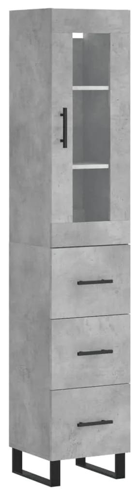 3199261 vidaXL Dulap înalt, gri beton, 34,5x34x180 cm, lemn prelucrat
