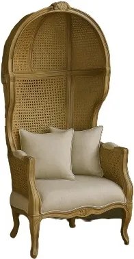 Fotoliu clasic francez, stil Louis XV–XVI, din lemn masiv și trestie naturală, 87x73x163 cm, Elora