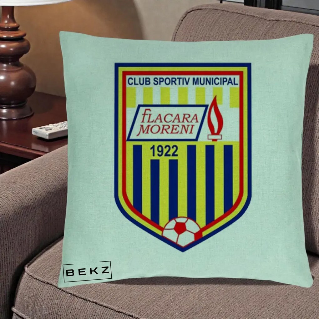 Perna Personalizata CSM Flacara Moreni 1922 Fotbal, 40x40 cm, Verde Menta, Husa Detasabila, Perna Inclusa, BEKZ®
