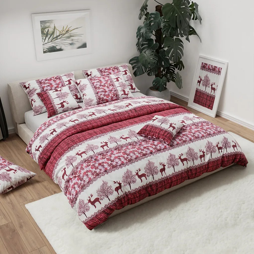 Lenjerie cocolino Craciun ren visiniu