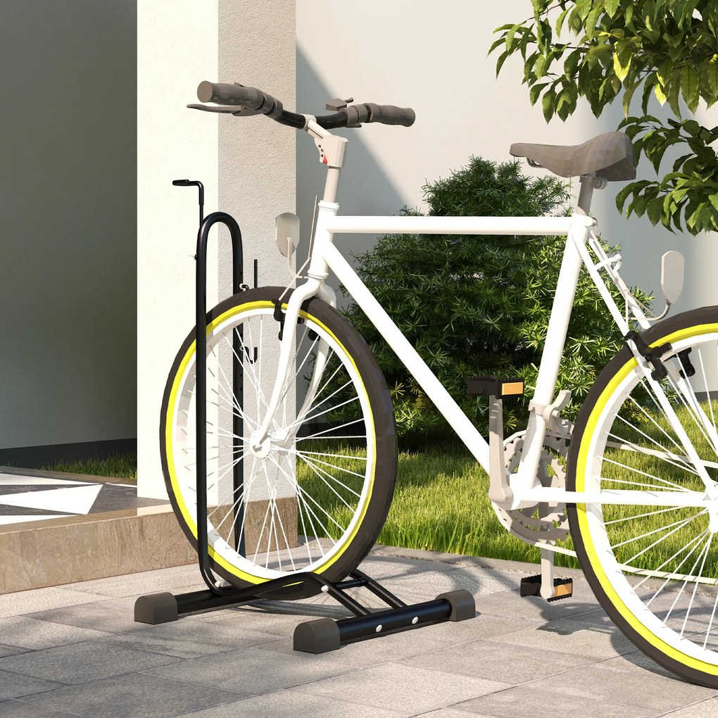 HOMCOM Suport bicicletă cu cârlige reglabile, compatibil cu biciclete 24"-29" și 700C, pentru garaj, interior și exterior, negru | Aosom Romania