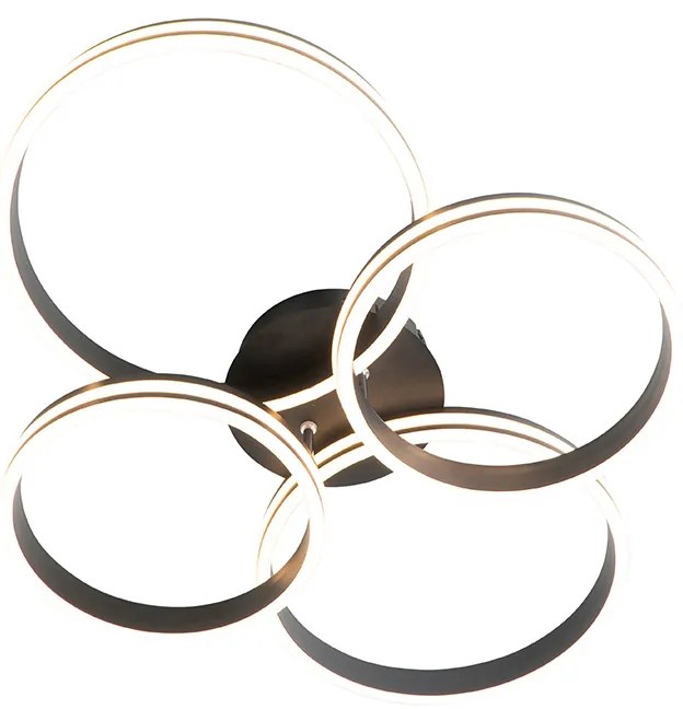 Plafoniera neagră inclusiv LED cu dimmer în 3 trepte 4 lumini - Navara