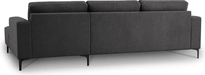 Colțar gri antracit cu tapițerie din chenille (cu colț pe partea dreaptă/cu șezlong) Fabian – Scandic