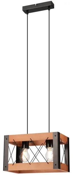 Lustră pe cablu FRIDA 2xE27/60W/230V negru/maro fag