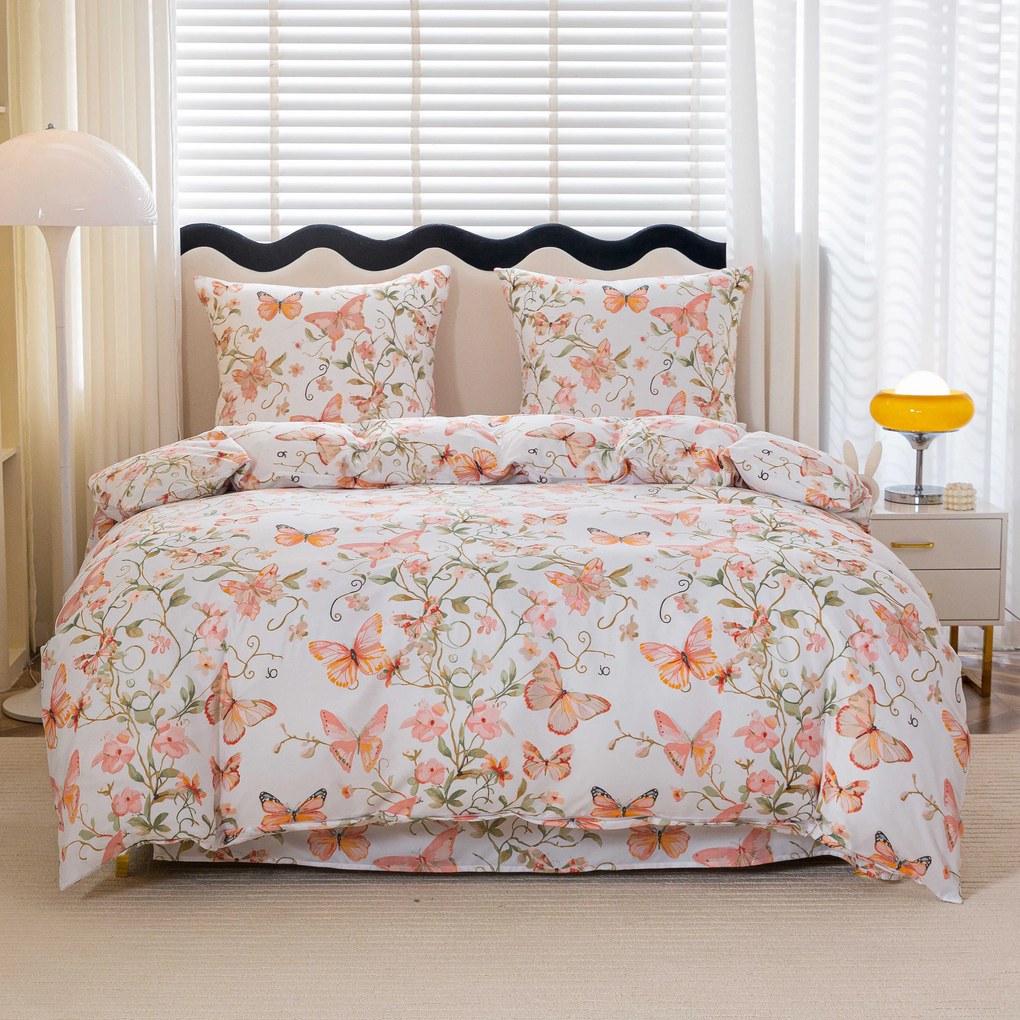 Lenjerie de pat din microfibra ORANGE BUTTERFLY albă Dimensiune lenjerie de pat: 2 buc 70 x 80 cm | 160 x 200 cm