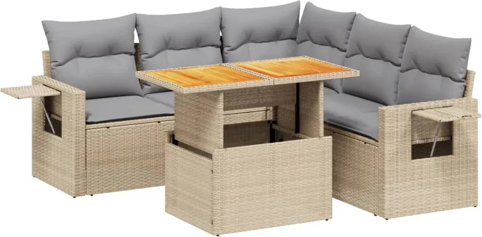 vidaXL Set canapele de grădină cu perne, 6 piese, bej, poliratan