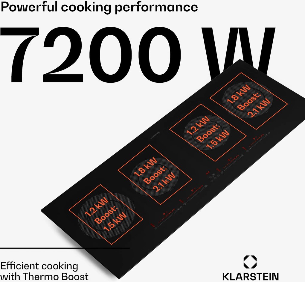Klarstein Masterzone Slim Round plită cu inducție, max. 7200 W, încorporat, 4 zone