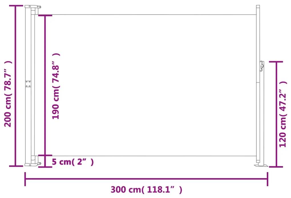 Copertina laterala retractabila de terasa, crem, 200x300 cm Crem, 200 x 300 cm