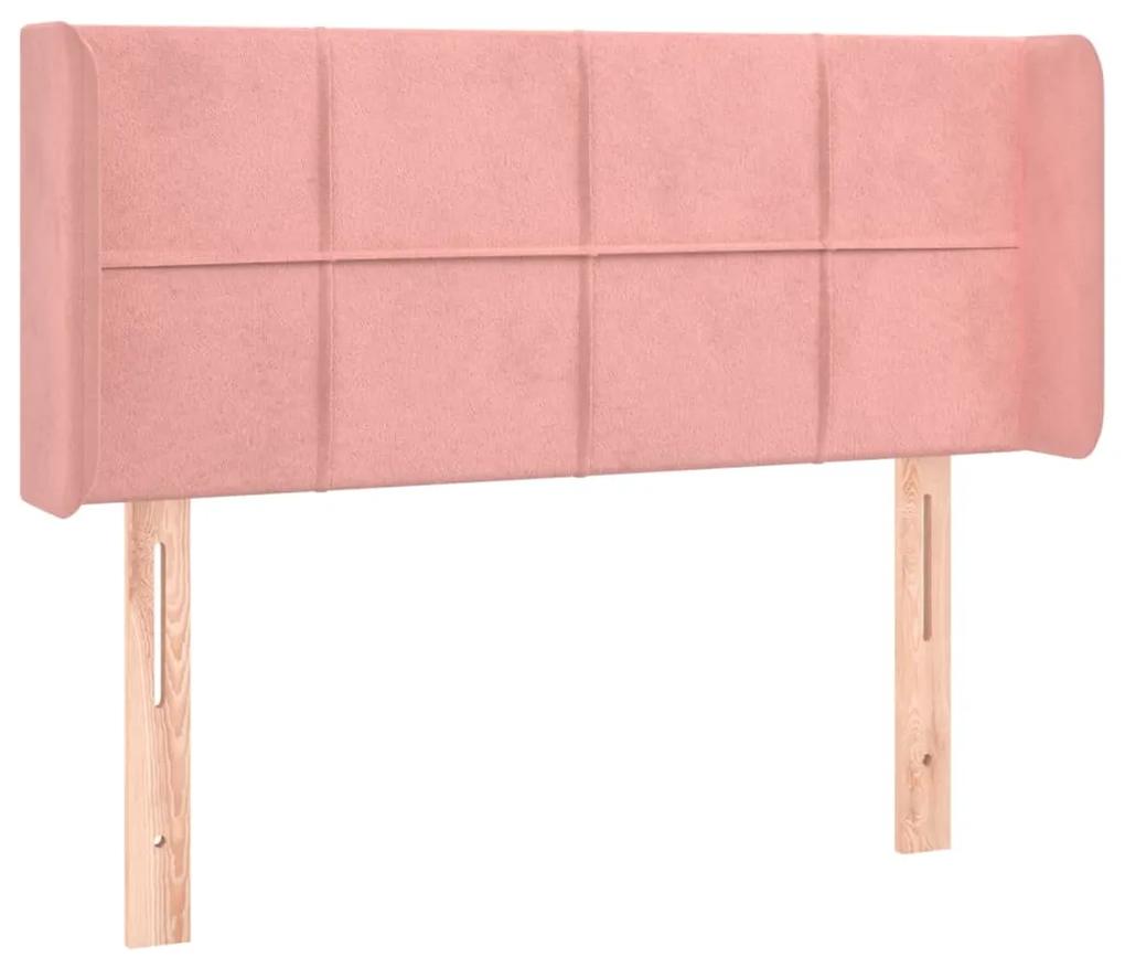 Tablie de pat cu aripioare roz 103x16x78 88 cm catifea 1, Roz, 103 x 16 x 78 88 cm