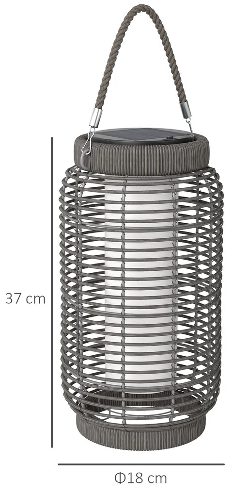 Outsunny Lampadaire d'extérieur solaire en rășină imitată în țesătură luminaire LED de jardin en oțel cu pornire/oprire automată gri | Aosom Romania