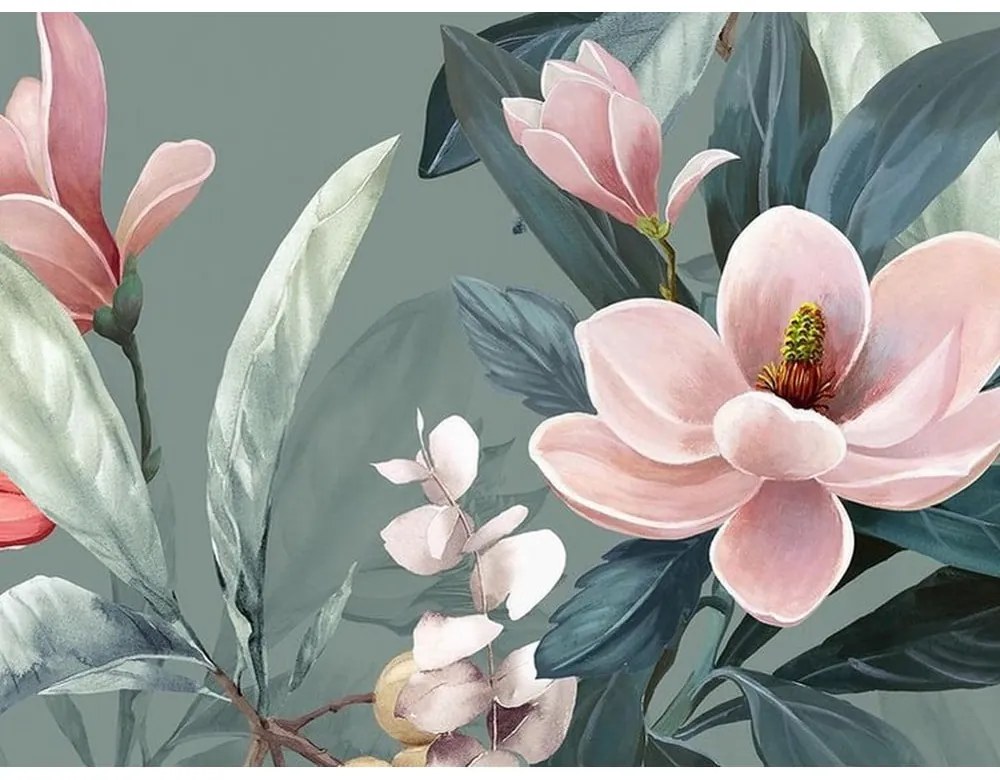 Lenjerie de pat din bumbac organic pentru pat de o persoană Descanso Rose, 140 x 220 cm, verde