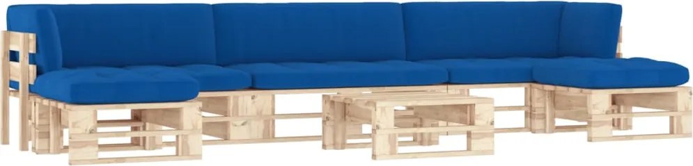 vidaXL Set mobilier de grădină cu perne, 6 piese, lemn pin tratat