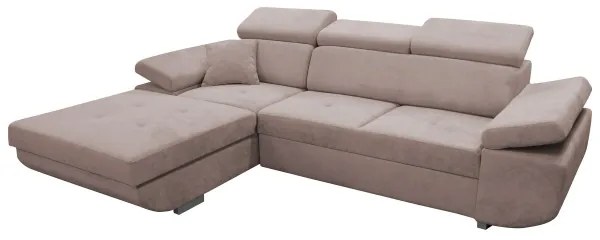 Colțar extensibil în L CASTELO, cu spațiu de depozitare, varianta stânga, bej