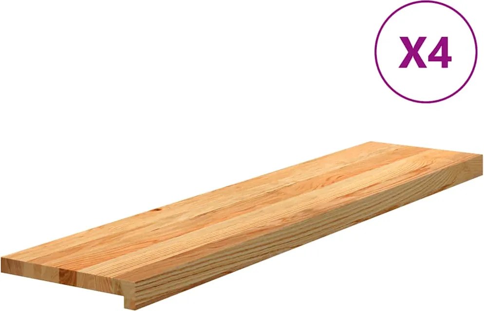 vidaXL Trepte de scară 4 buc maro deschis lemn masiv de stejar