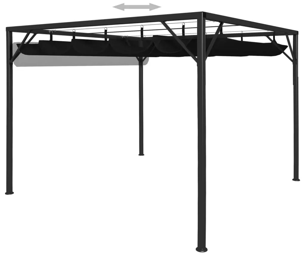 Pavilion de gradina cu acoperis retractabil, antracit, 3 x 3 m Antracit