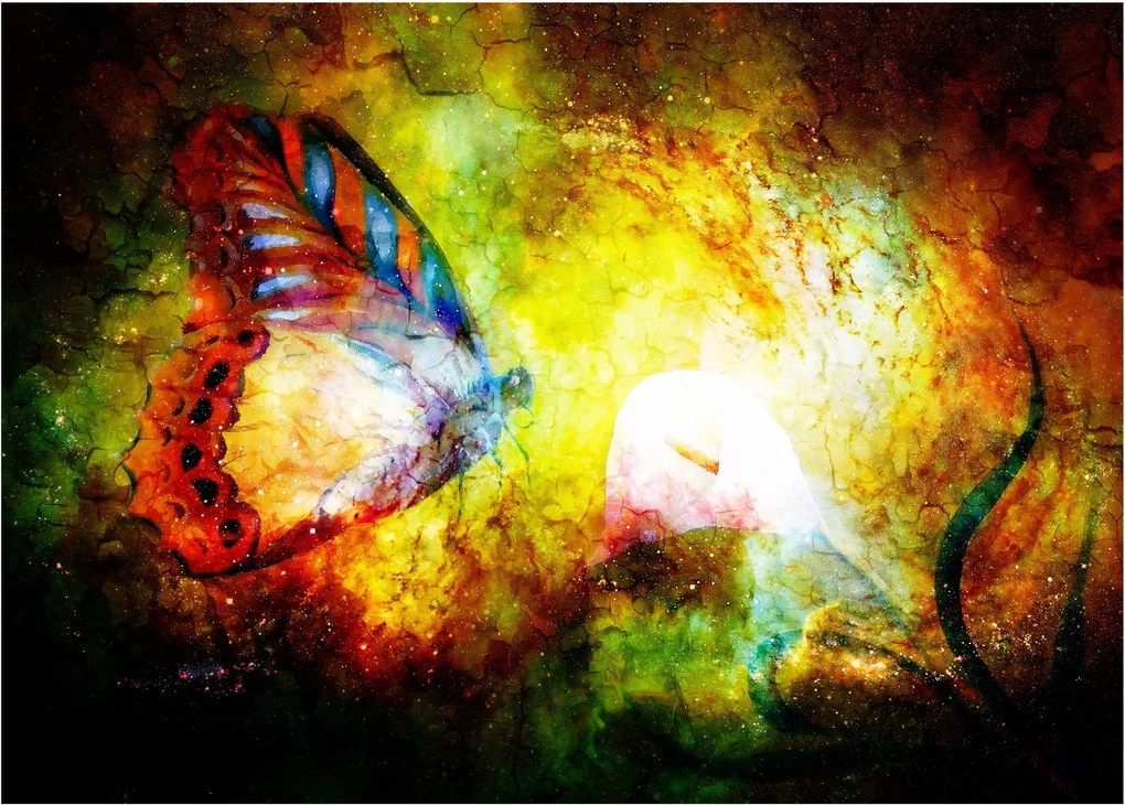 Tablou pe sticlă - Fluture spațial (70x50 cm)