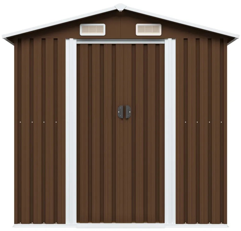 47029 vidaXL Magazie de grădină, maro, 204 x 132 x 186 cm, oțel