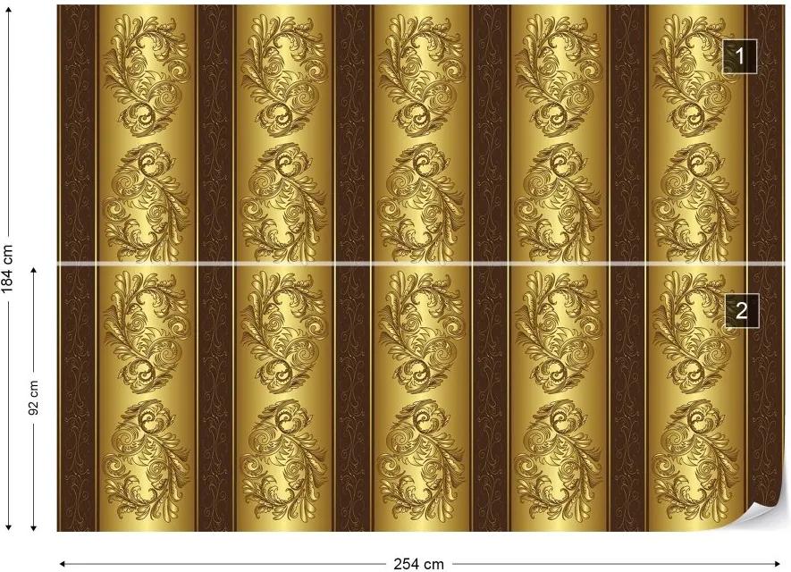 GLIX Fototapet - Luxury Gold Ornamental Pattern Vliesová tapeta  - 254x184 cm