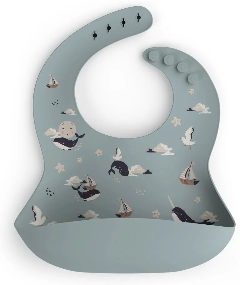 Baveta din silicon cu buzunar, ajustabila, Magic Sea Animals