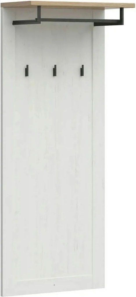 Cuier hol LOKSA, alb/stejar, PAL laminat, 59x30x143 cm