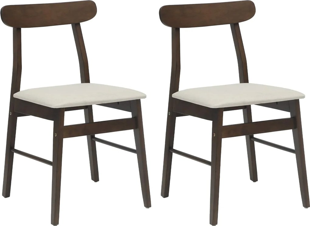 vidaXL Scaun de sufragerie 2 pcs Maro Închis, Alb