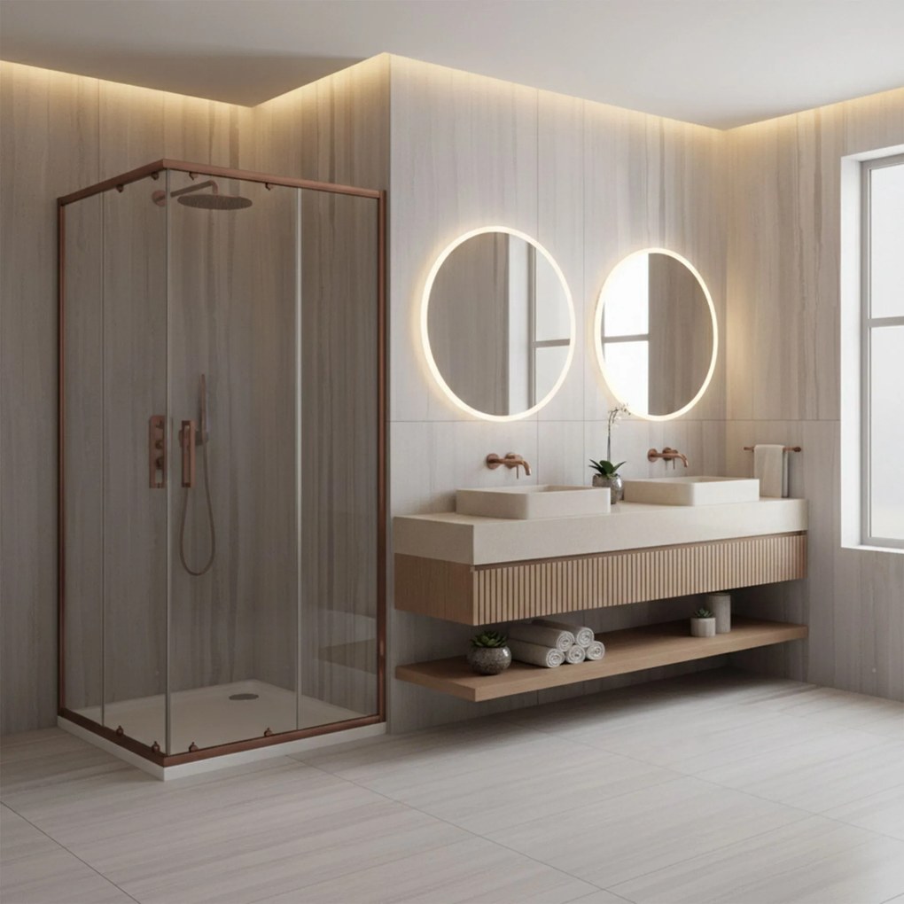 Cabina de dus Rea City 80x80 cm Copper Brush