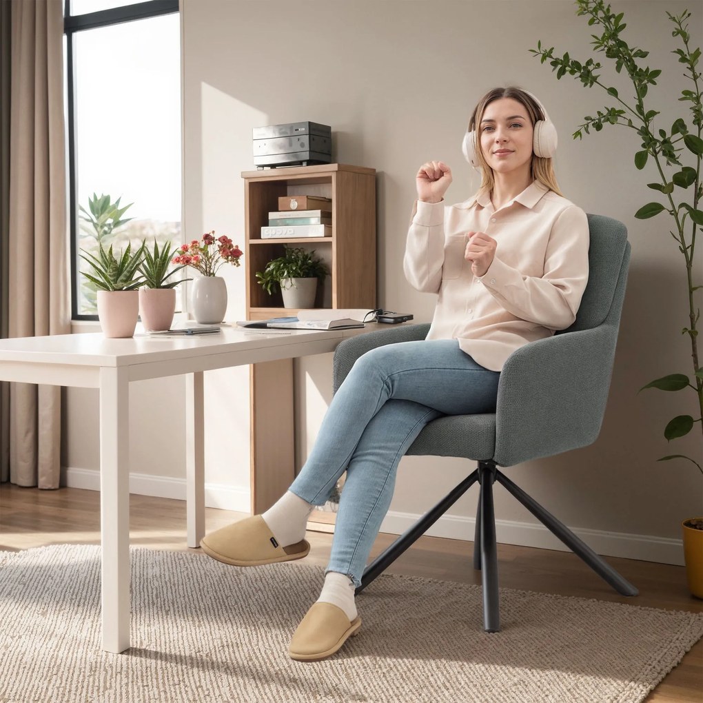HOMCOM Scaun de dining capitonat, scaun de bucatarie cu perne groase, brate, picioare metalice, Gri | Aosom Romania