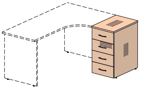 Container Impress 40,6 x 60 cm - 4 sertare (pentru masa Impress 76 cm), alb