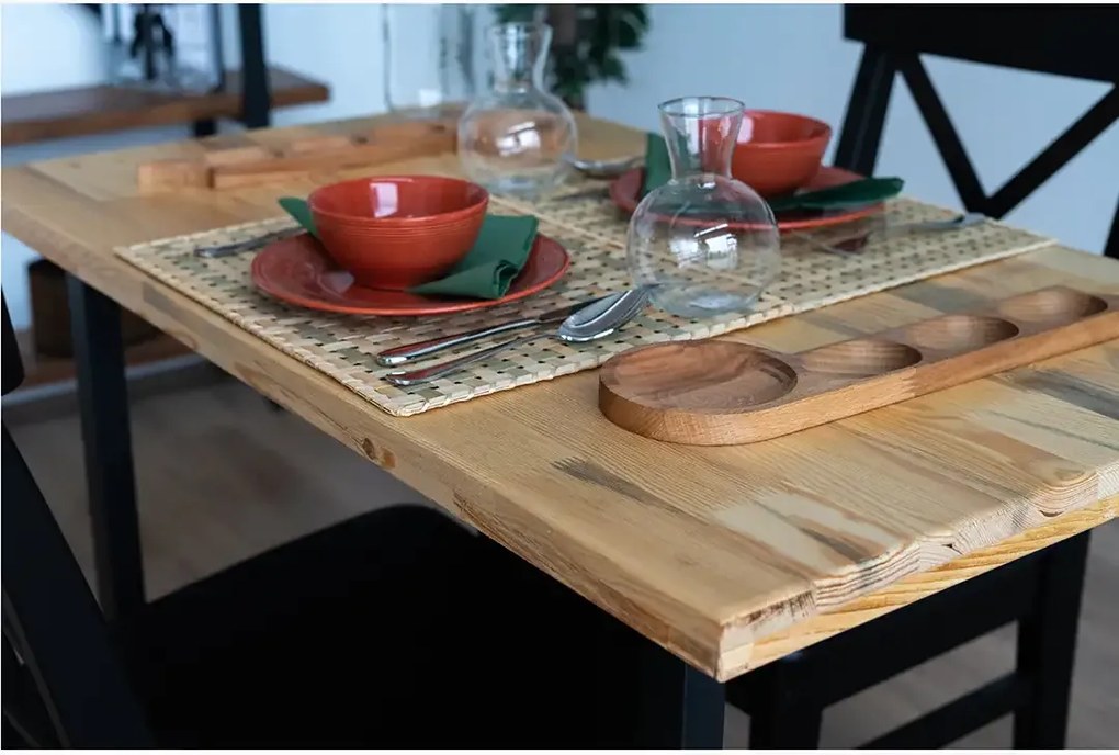 Masa bucatarie  lemn.seria wood A-620,pin natur-negru,100x59x75 cm, 30103