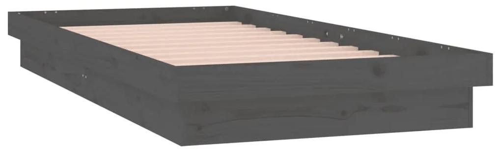 Cadru de pat LED, gri, 100x200 cm, lemn masiv Gri, 100 x 200 cm