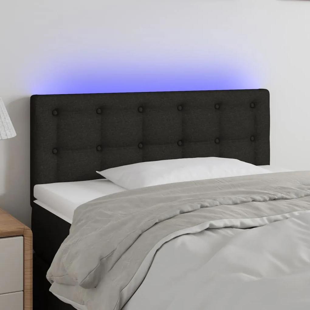 3122030 vidaXL Tăblie de pat cu LED, negru, 90x5x78/88 cm, textil