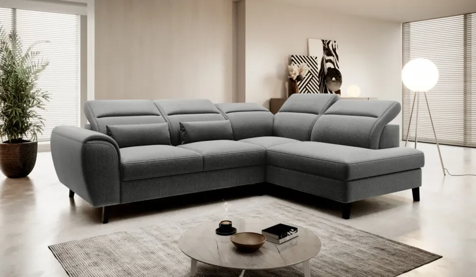 Coltar extensibil cu spatiu pentru depozitare, 255x201x100 cm, Noble R01, Eltap (Culoare: Gri inchis - Flores 4)