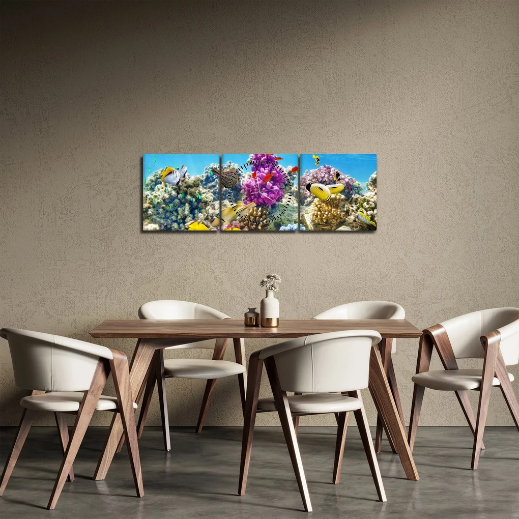 Tablou - Lumea mării (cu ceas) (90x30 cm)