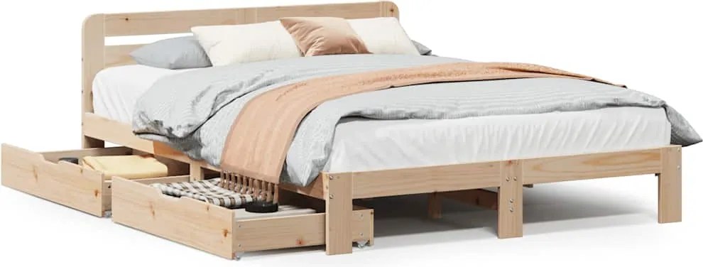 vidaXL Cadru de pat fără saltea, 160x200 cm, lemn masiv pin