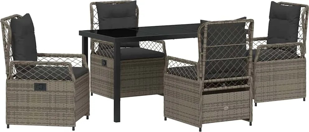 vidaXL Set de masă pentru grădină 5 pcs Gri poliratan