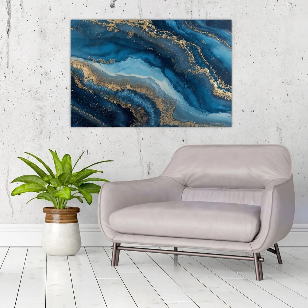Tablou - Abstracție marmură albastră (90x60 cm)