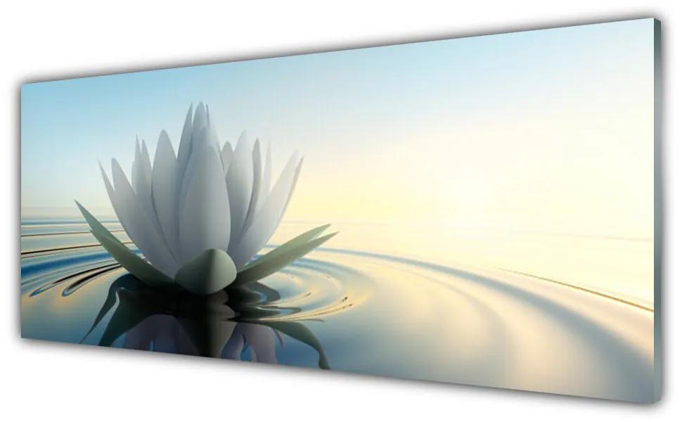 Tablou pe sticla Water Flower Art White Albastru