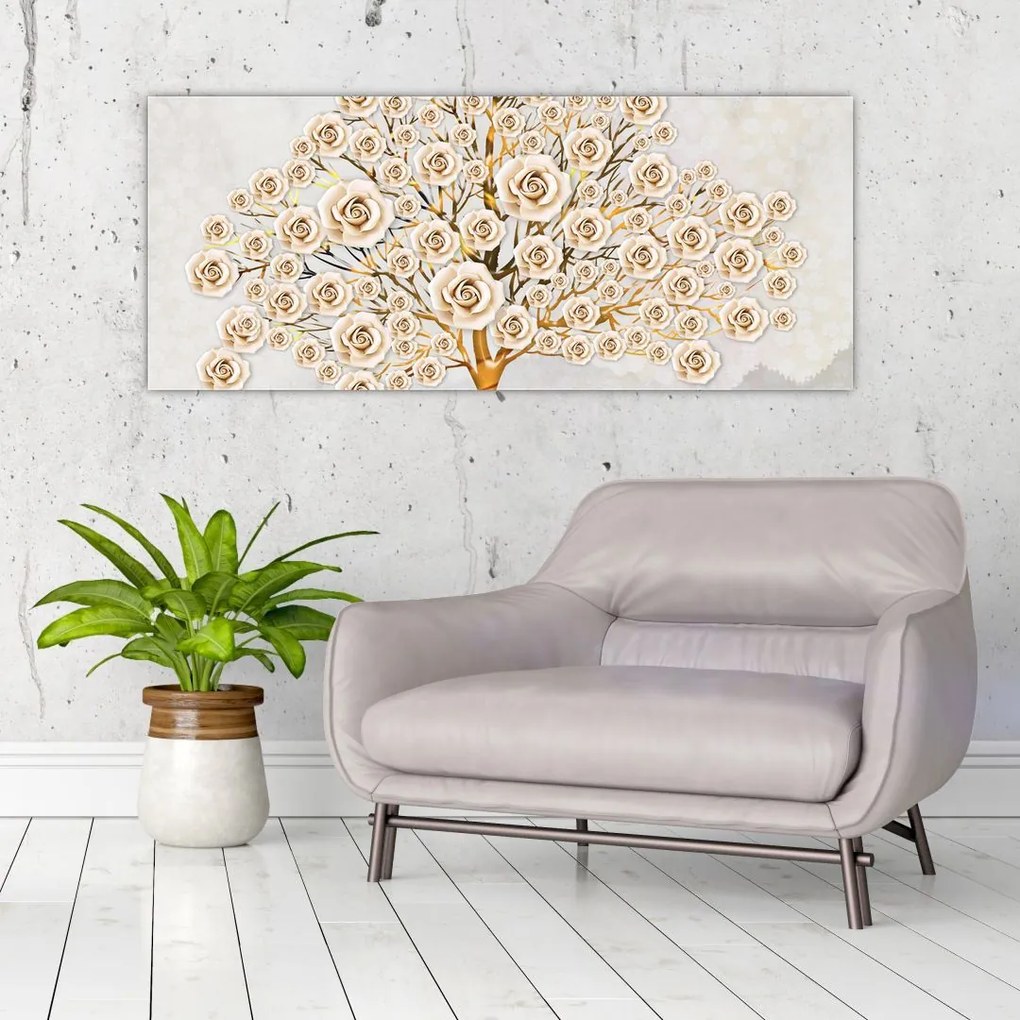 Tablou cu copac cu flori (120x50 cm)
