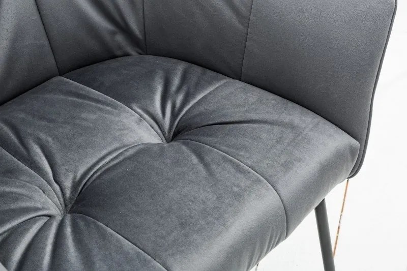 Set de 2 scaune elegante cu cotiere confortabile Loft, gri argintiu