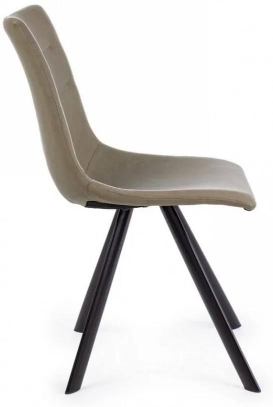 Scaun dining taupe din piele ecologica si metal, Alva Bizzotto